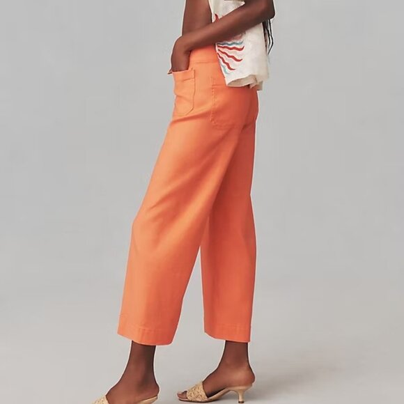 Anthropologie The Colette Cropped Wide-Leg Pants by Maeve Linen Edition 34 - Picture 3 of 4